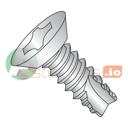 Newport Fasteners Thread Cutting Screw, #10 x 3/8 in, Stainless Steel Flat Head Phillips Drive, 4000 PK 353862